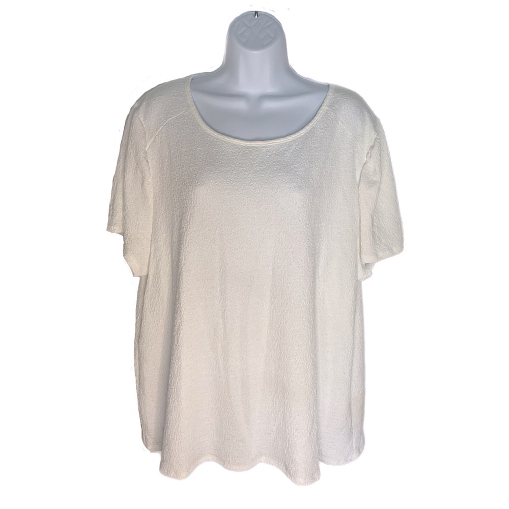 Set The Stage Women’s Creamy White Short Sleeve Textured Blouse 2XL